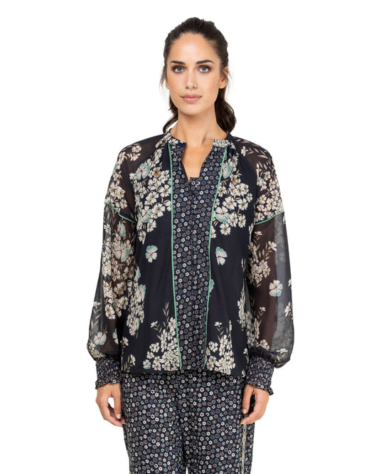 BLUSA CON ESTAMPADO COMBINADO ALIZEE
