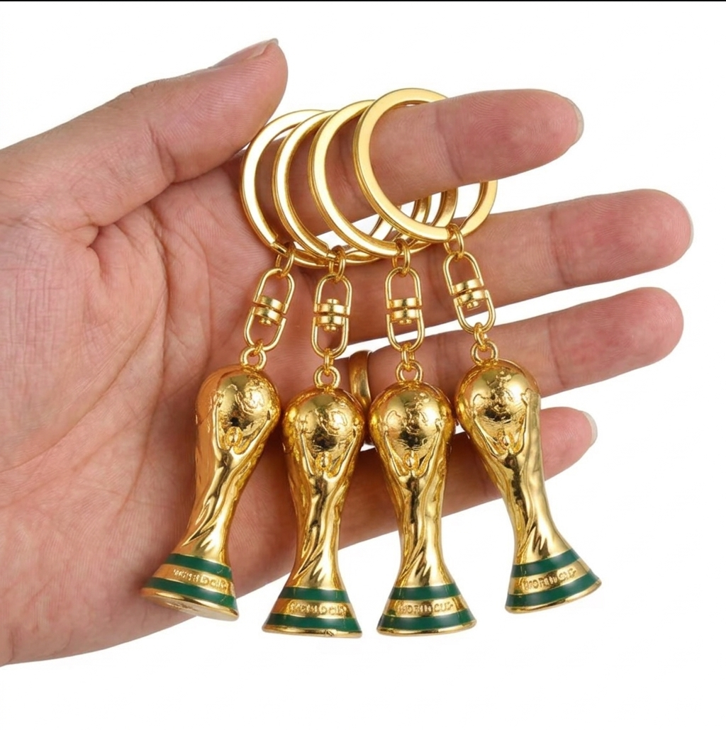Set de 4 Llaveros Copa del Mundo – Charm Dorado Coleccionable